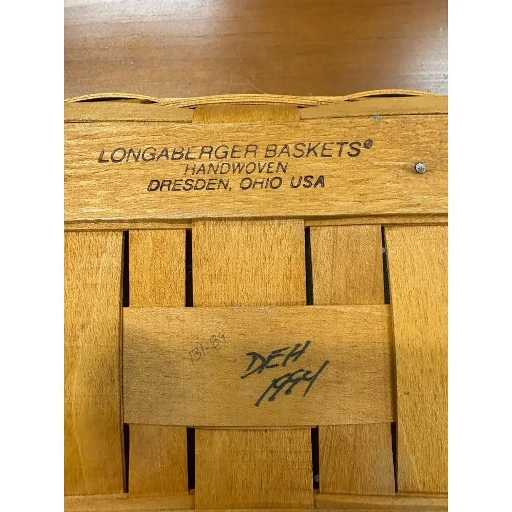 Vtg Longaberger Rectangular Cracker Woven Basket- 1991 Heritage Green Liner